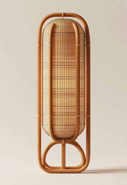 10 Wabi-sabi style restaurant rattan woven floor lamps, Japanese retro shop restaurant hot pot restaurant lamps, Zen tea room lamps - Image 9