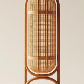 10 Wabi-sabi style restaurant rattan woven floor lamps, Japanese retro shop restaurant hot pot restaurant lamps, Zen tea room lamps