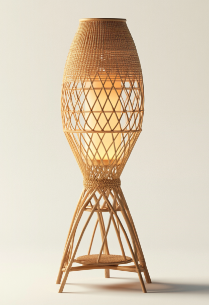 Wabi-sabi style rattan floor lamp, living room, sofa, bedroom, Japanese-style outdoor bedside garden, dining room decoration, homestay - Image 7