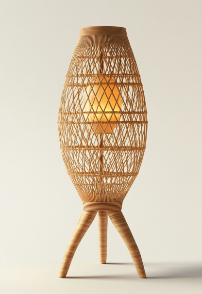 Wabi-sabi style rattan floor lamp, Japanese-style guesthouse bedside living room decorative lamp, atmosphere home study, balcony bedroom - Image 6