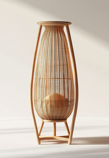 Wabi-sabi style restaurant rattan woven floor lamp, Japanese retro store restaurant hot pot restaurant lamp, Zen tea room lamp - Image 8