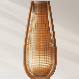Wabi-sabi style restaurant rattan woven floor lamp, Japanese retro store restaurant hot pot restaurant lamp, Zen tea room lamp