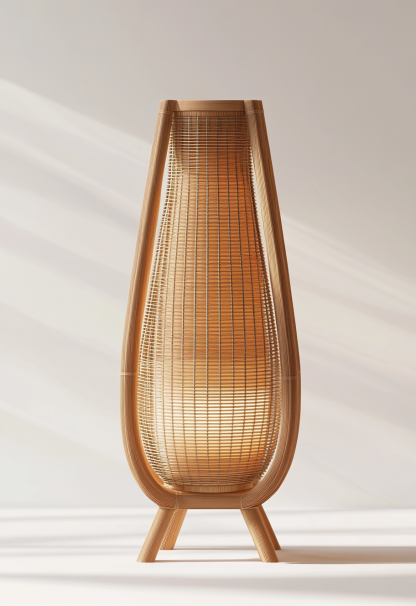 Wabi-sabi style restaurant rattan woven floor lamp, Japanese retro store restaurant hot pot restaurant lamp, Zen tea room lamp