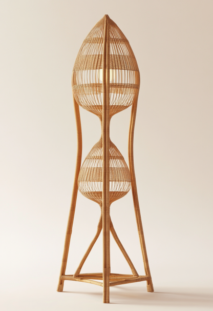 1010 Wabi-sabi style restaurant rattan woven floor lamps, Japanese retro shop, restaurant, hot pot restaurant lamps, tea room lamps - Image 9