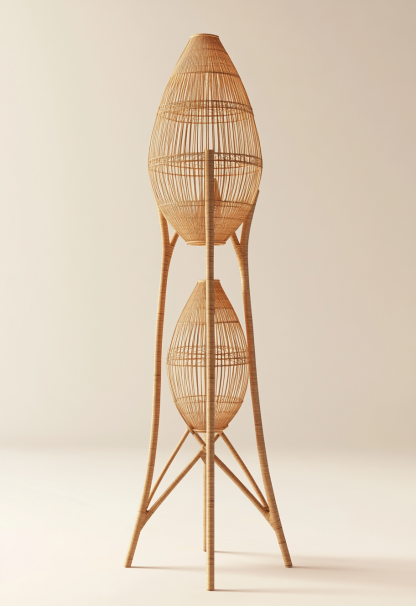 1010 Wabi-sabi style restaurant rattan woven floor lamps, Japanese retro shop, restaurant, hot pot restaurant lamps, tea room lamps - Image 8