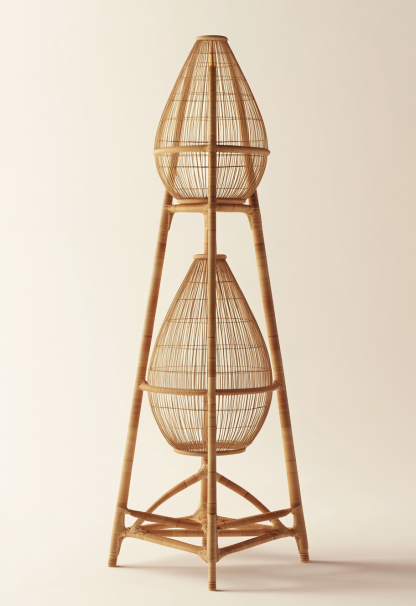 1010 Wabi-sabi style restaurant rattan woven floor lamps, Japanese retro shop, restaurant, hot pot restaurant lamps, tea room lamps - Image 7