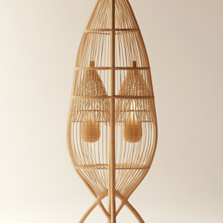 1010 Wabi-sabi style restaurant rattan woven floor lamps, Japanese retro shop, restaurant, hot pot restaurant lamps, tea room lamps
