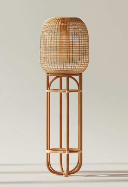 Wabi-sabi style restaurant, wicker weaving floor-standing candlesticks, Japanese retro portable tea room lamps, coffee shop, handmade 1 outdoor - Image 3