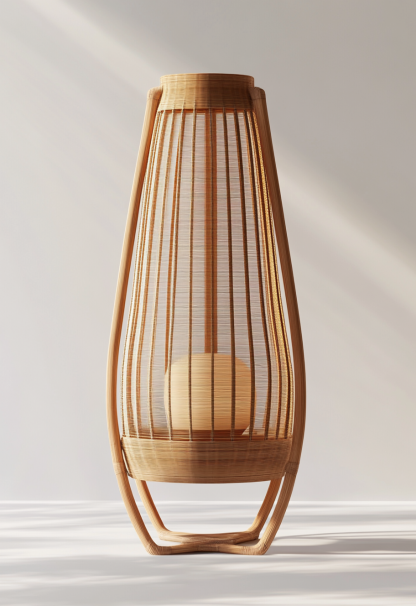 Wabi-sabi style restaurant, wicker woven floor lamps, simple and modern tea table, Nordic decorative lamps, Japanese retro Zen atmosphere - Image 3