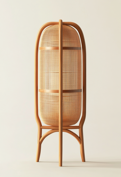 10 Wabi-sabi style restaurant rattan woven floor lamps, Japanese retro shop restaurant hot pot restaurant lamps, Zen tea room lamps - Image 3