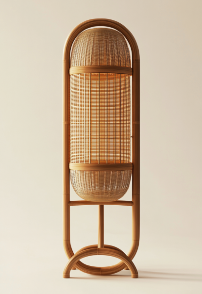 10 Wabi-sabi style restaurant rattan woven floor lamps, Japanese retro shop restaurant hot pot restaurant lamps, Zen tea room lamps - Image 2
