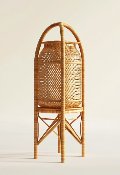Wabi-sabi style restaurant, wicker woven floor lamps, simple and modern tea table, Nordic decorative lamps, Japanese retro Zen atmosphere - Image 9