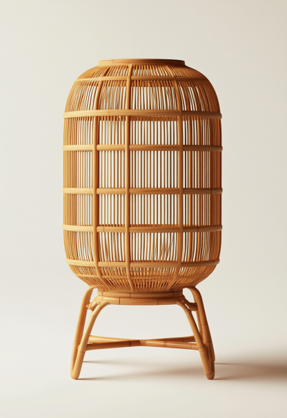 Wabi-sabi style restaurant rattan woven floor lamp, Japanese retro store restaurant hot pot restaurant lamp, Zen tea room lamp - Image 3