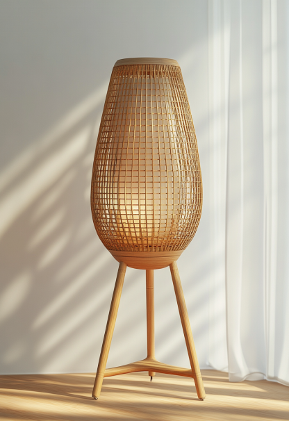 10 Wabi-sabi style restaurant rattan woven floor lamps, Japanese retro shop restaurant hot pot restaurant lamps, Zen tea room lamps - Image 6