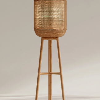 Wabi-sabi style rattan floor lamp, Japanese-style guesthouse bedside living room decorative lamp, atmosphere home study, balcony bedroom