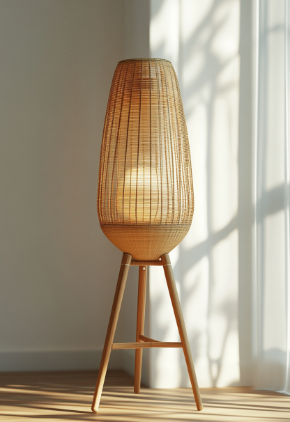 Wabi-sabi style restaurant, wicker woven floor lamps, handcrafted living room, Japanese retro coffee shop, lantern bedroom - Image 6