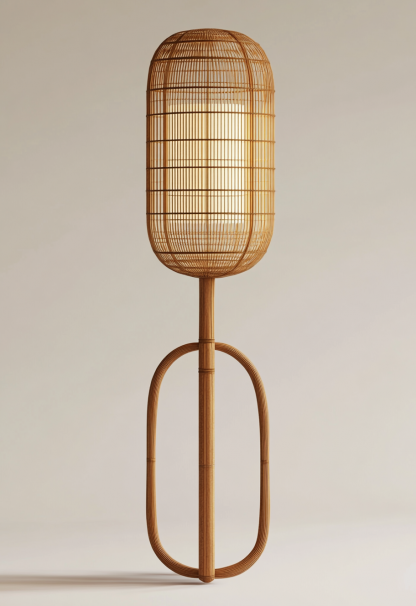 Jifeng Restaurant, wicker woven floor lamp, homestay, Coffee Shop, tea room, Japanese retro designer store creativity - Image 4