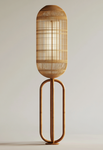 Jifeng Restaurant, wicker woven floor lamp, homestay, Coffee Shop, tea room, Japanese retro designer store creativity - Image 3