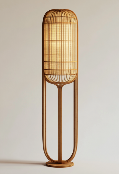 Jifeng Restaurant, wicker woven floor lamp, homestay, Coffee Shop, tea room, Japanese retro designer store creativity - Image 2
