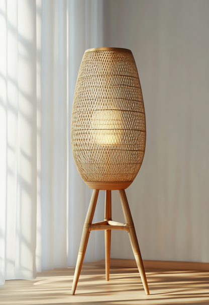Wabi-sabi style restaurant, rattan weaving floor-standing store, Japanese retro large lamp bedroom, guesthouse decoration, hotel commercial - Image 3