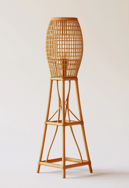 10 Wabi-sabi style restaurant rattan woven floor lamps, Japanese retro shop restaurant hot pot restaurant lamps, Zen tea room lamps - Image 9
