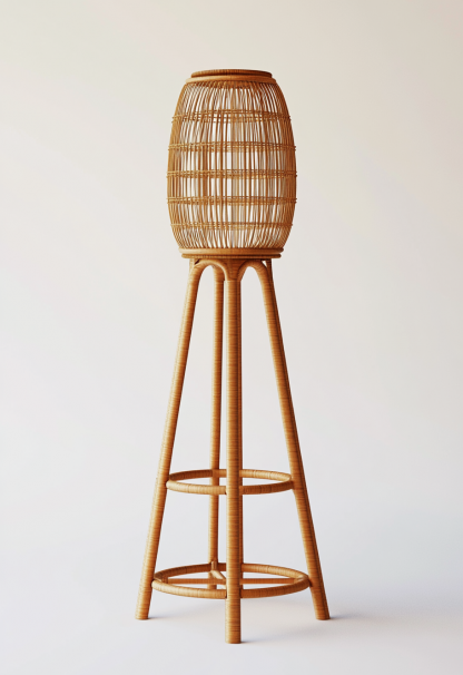 10 Wabi-sabi style restaurant rattan woven floor lamps, Japanese retro shop restaurant hot pot restaurant lamps, Zen tea room lamps - Image 8