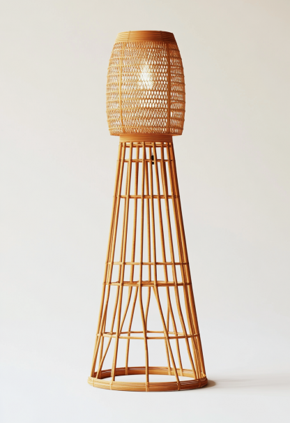 10 Wabi-sabi style restaurant rattan woven floor lamps, Japanese retro shop restaurant hot pot restaurant lamps, Zen tea room lamps - Image 7
