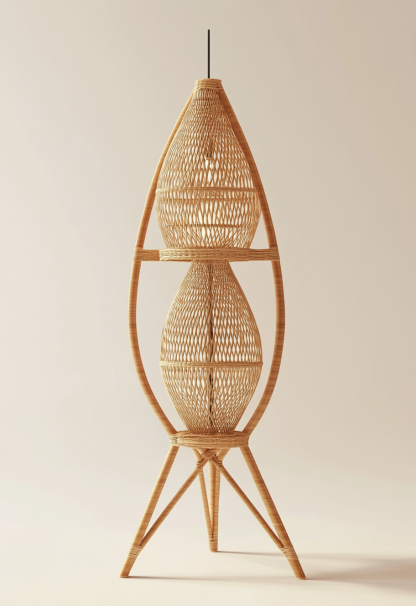 Restaurant rattan woven floor lamp, Zen-inspired homestay candlestick, handmade hotel shop, bedroom clothing store, decorative items - Image 9