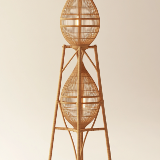 Restaurant rattan woven floor lamp, Zen-inspired homestay candlestick, handmade hotel shop, bedroom clothing store, decorative items