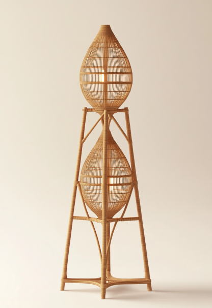Restaurant rattan woven floor lamp, Zen-inspired homestay candlestick, handmade hotel shop, bedroom clothing store, decorative items