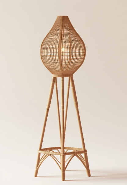 Restaurant rattan woven floor lamp, Zen-inspired homestay candlestick, handmade hotel shop, bedroom clothing store, decorative items - Image 7