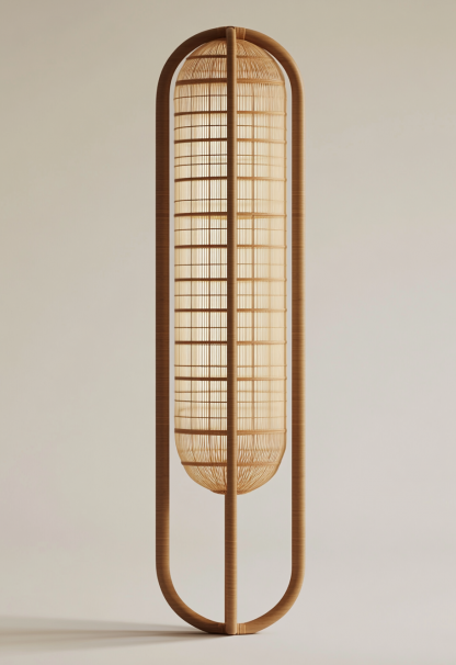 Wabi-sabi style restaurant rattan woven floor lamp, Japanese retro store restaurant hot pot restaurant lamp, Zen tea room lamp - Image 9