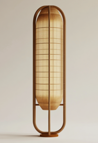 Wabi-sabi style restaurant rattan woven floor lamp, Japanese retro store restaurant hot pot restaurant lamp, Zen tea room lamp - Image 8