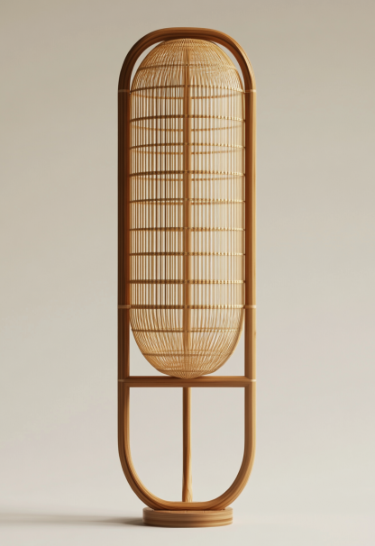 Wabi-sabi style restaurant rattan woven floor lamp, Japanese retro store restaurant hot pot restaurant lamp, Zen tea room lamp - Image 7