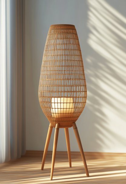 Wabi-sabi style restaurant, rattan weaving floor-standing store, Japanese retro large lamp bedroom, guesthouse decoration, hotel commercial - Image 8