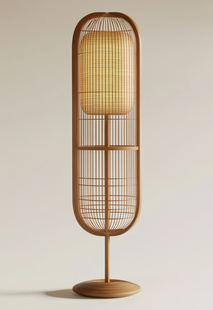 Jifeng Restaurant, wicker woven floor lamp, homestay, Coffee Shop, tea room, Japanese retro designer store creativity - Image 9
