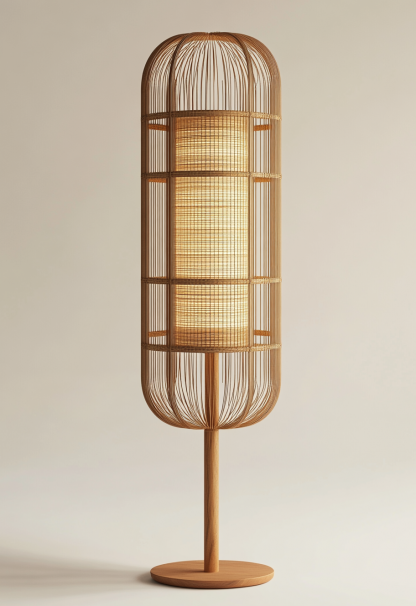 Jifeng Restaurant, wicker woven floor lamp, homestay, Coffee Shop, tea room, Japanese retro designer store creativity