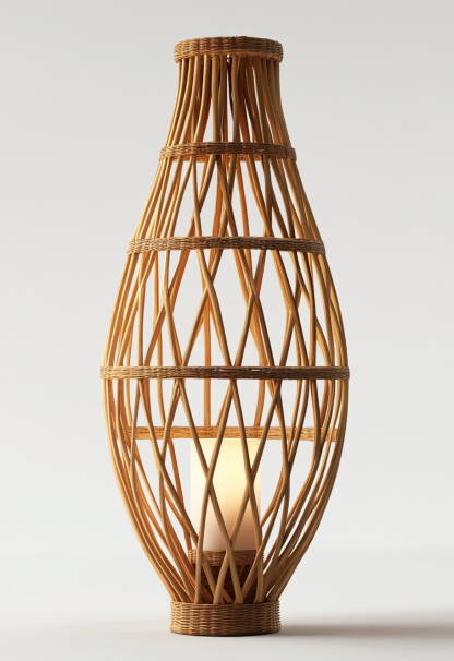 Wabi-sabi style restaurant, wicker woven floor lamp shop, Japanese fabric decorative items, coffee shop, bedroom handmade - Image 9