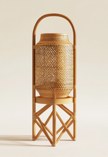 Wabi-sabi style restaurant, wicker woven floor lamps, handcrafted living room, Japanese retro coffee shop, lantern bedroom - Image 9