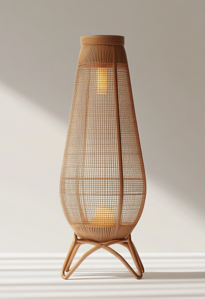 Wabi-sabi style restaurant, wicker woven floor lamps, simple and modern tea table, Nordic decorative lamps, Japanese retro Zen atmosphere - Image 9