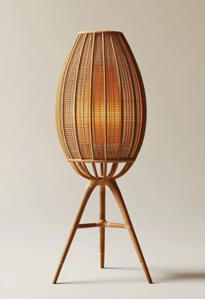 Wabi-sabi style restaurant, wicker woven floor lamps, simple and modern tea table, Nordic decorative lamps, Japanese retro Zen atmosphere - Image 9