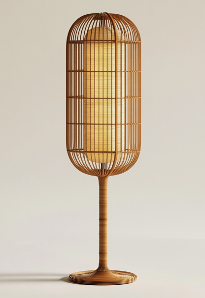 Wabi-sabi style restaurant, rattan weaving floor lamp, homestay, Japanese retro outdoor tea room, bedroom, hot pot restaurant, new Chinese style - Image 9