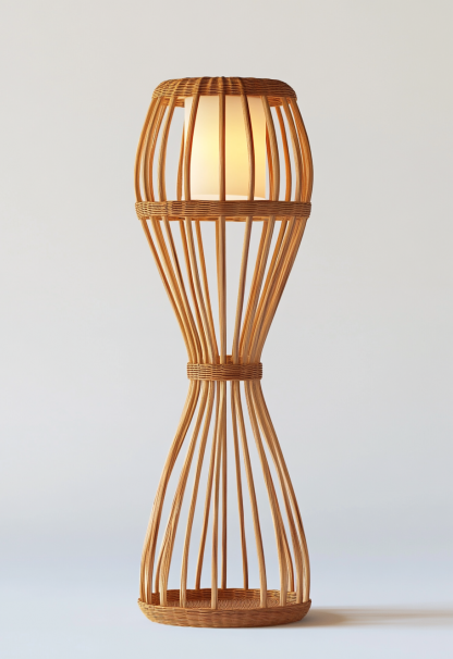 10 Wabi-sabi style restaurant rattan woven floor lamps, Japanese retro shop restaurant hot pot restaurant lamps, Zen tea room lamps - Image 5