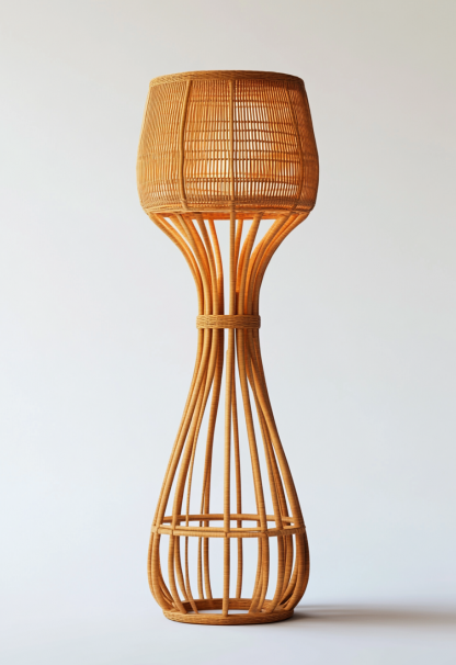 10 Wabi-sabi style restaurant rattan woven floor lamps, Japanese retro shop restaurant hot pot restaurant lamps, Zen tea room lamps - Image 4