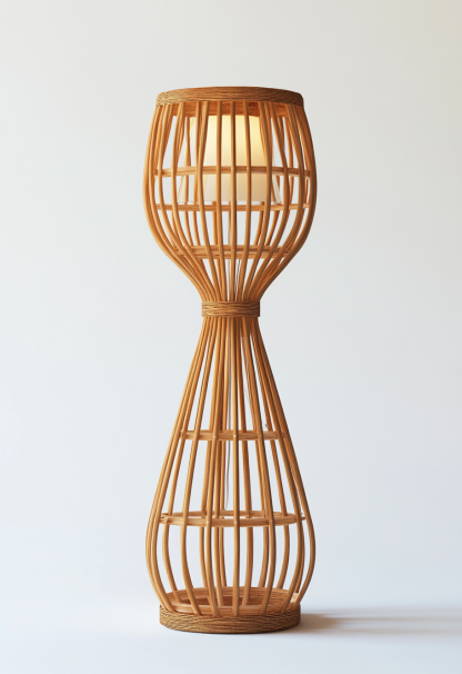 10 Wabi-sabi style restaurant rattan woven floor lamps, Japanese retro shop restaurant hot pot restaurant lamps, Zen tea room lamps - Image 3