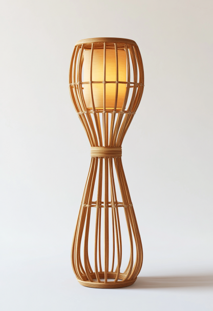 10 Wabi-sabi style restaurant rattan woven floor lamps, Japanese retro shop restaurant hot pot restaurant lamps, Zen tea room lamps - Image 2