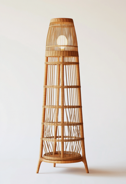 1010 Wabi-sabi style restaurant rattan woven floor lamps, Japanese retro shop, restaurant, hot pot restaurant lamps, tea room lamps - Image 4