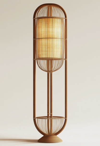 Wabi-sabi style restaurant rattan woven floor lamp, Japanese retro store restaurant hot pot restaurant lamp, Zen tea room lamp - Image 5