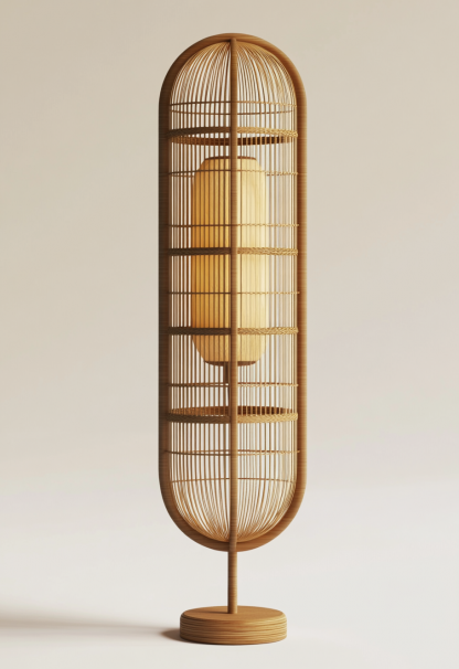 Wabi-sabi style restaurant rattan woven floor lamp, Japanese retro store restaurant hot pot restaurant lamp, Zen tea room lamp - Image 4