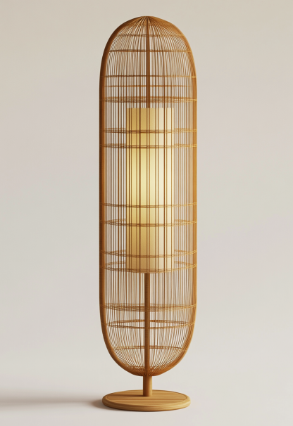 Wabi-sabi style restaurant rattan woven floor lamp, Japanese retro store restaurant hot pot restaurant lamp, Zen tea room lamp - Image 3